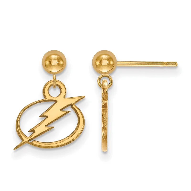 Ladies earrings size guide-14k Yellow Gold NHL Tampa Bay Lightning XS Ball Dangle Post Earrings