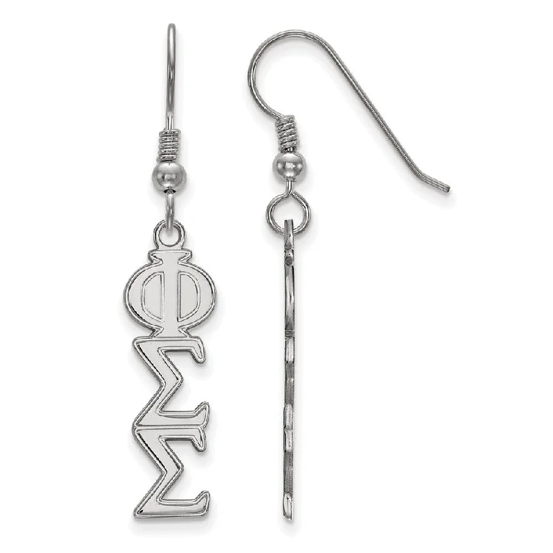 Ladies earrings colorful stones-Sterling Silver Phi Sigma Sigma Dangle Medium Earrings