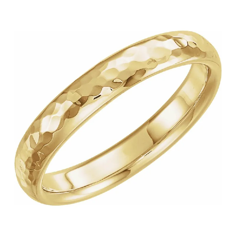 Ladies ring vintage look-4mm 10K Yellow Gold Hammered Half Round Comfort Fit Band