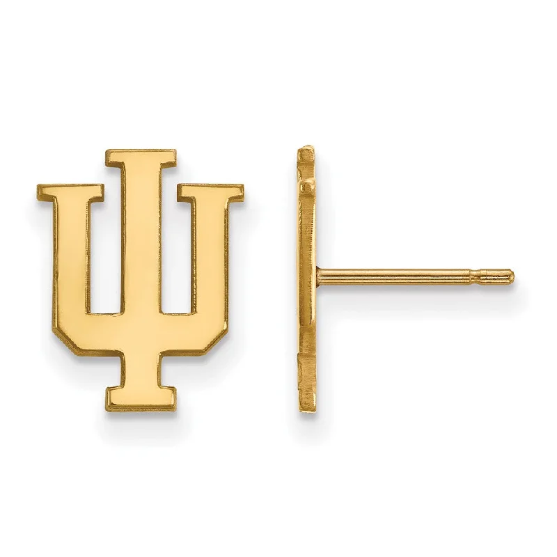 Ladies earrings minimalist trend-14k Gold Plated Silver Indiana University SM Post Earrings