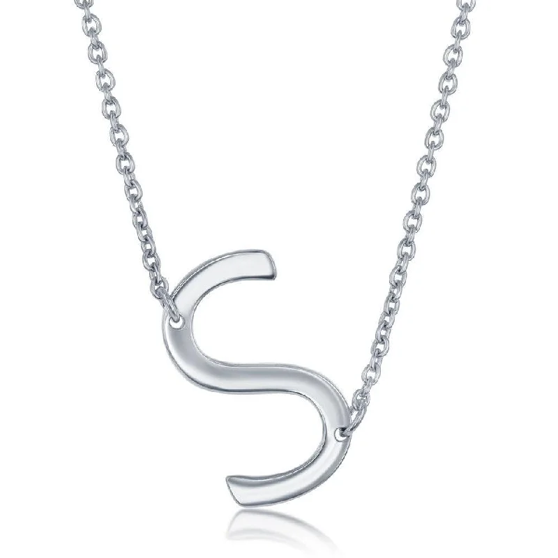 Ladies necklaces limited editions-Sterling Silver Sideways S Initial Necklace