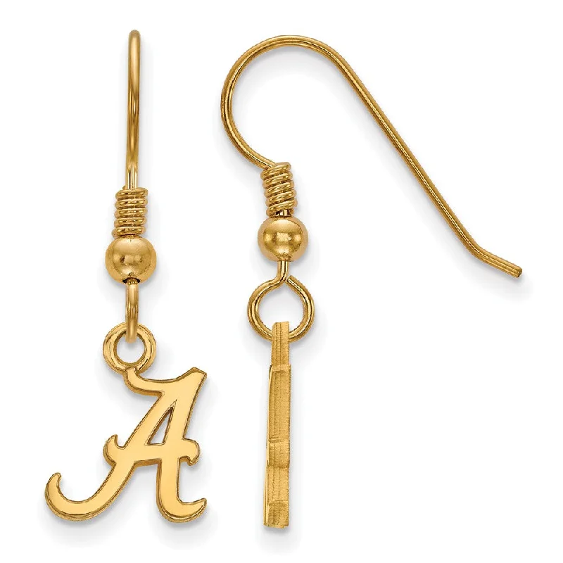 Ladies earrings unique designs-14k Gold Plated Silver Univ. of Alabama XS (Tiny) Dangle Earrings