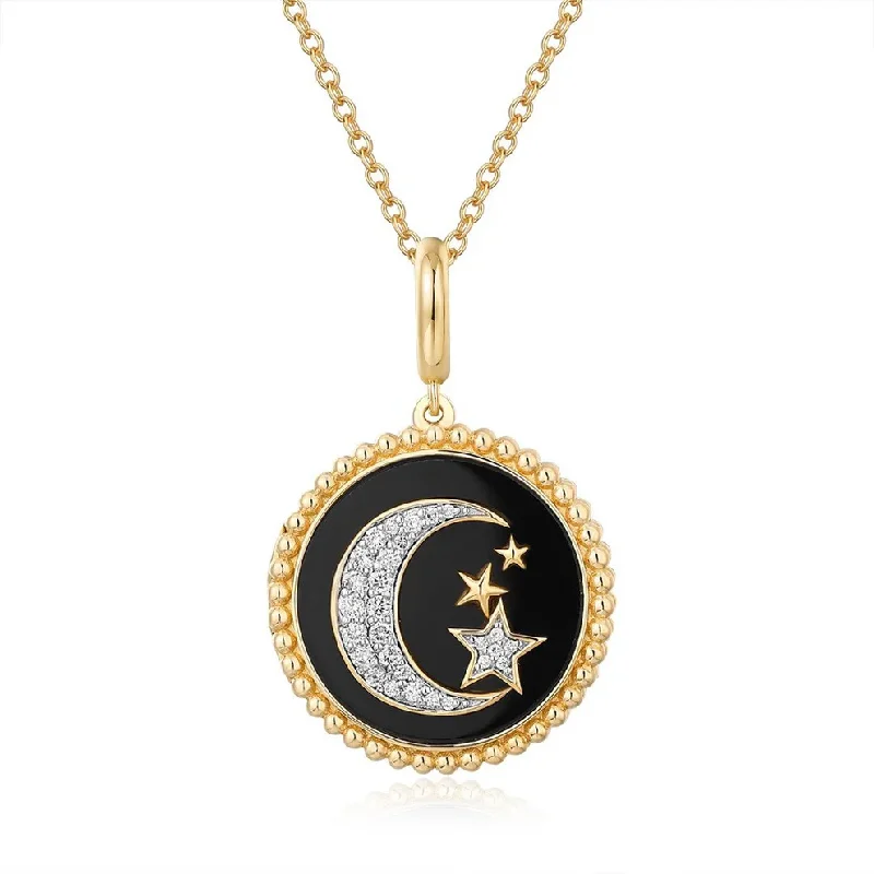 Ladies necklaces natural gems-POLLY MOON + STAR DISC NECKLACE