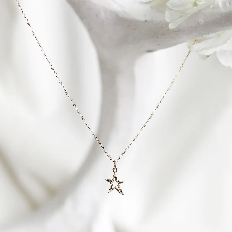 Ladies necklaces diamond accents-SHOSHANNA OPEN STAR NECKLACE