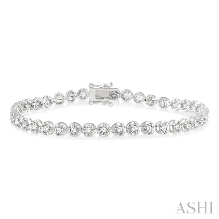 Ladies bracelets popular brands-3 Ctw Round Cut Diamond Illusion Bracelet in 10K White Gold