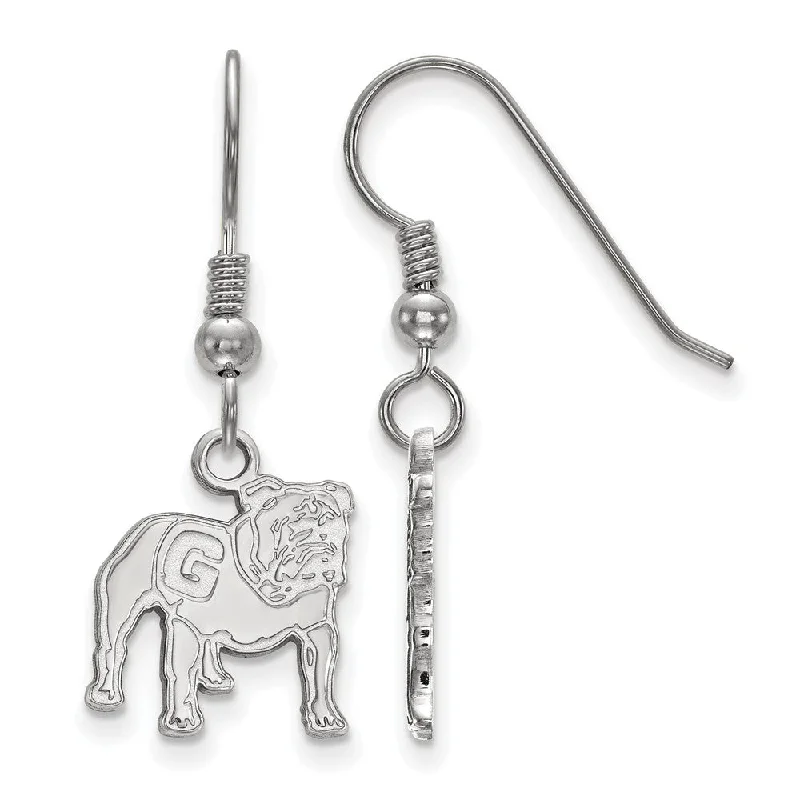 Ladies earrings care tips-Sterling Silver University of Georgia Small Mascot Dangle Earrings