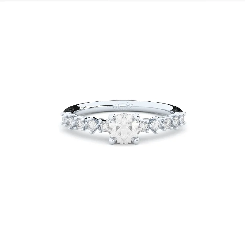 Ladies engagement rings heirloom quality-Duo+ Engagement 14K Whitegold Ring w. Lab-Grown Diamonds