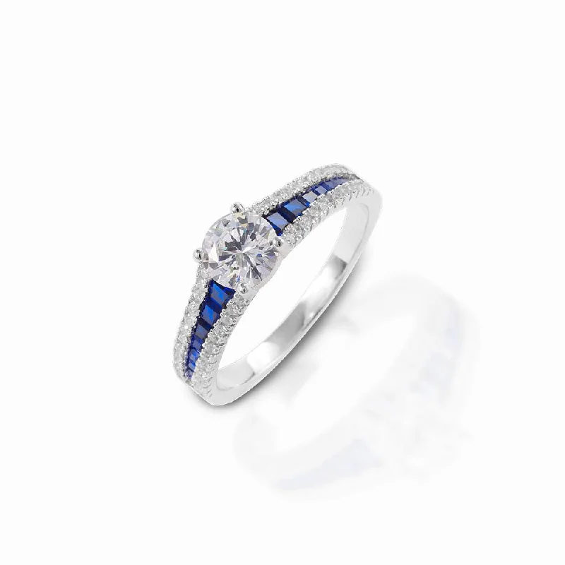 Ladies engagement rings marquise style-Kelly Herd Blue Spinel Engagement Ring - Sterling Silver