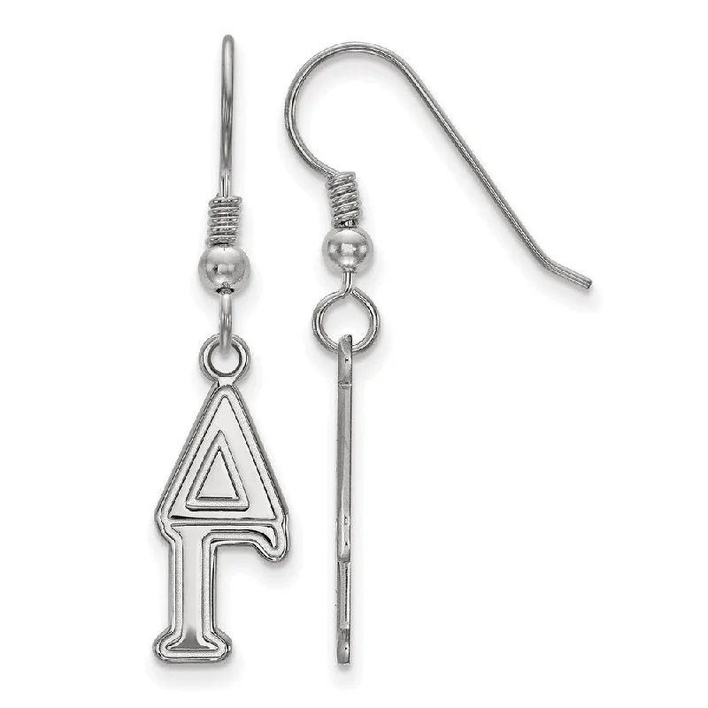 Ladies earrings minimalist trend-Sterling Silver Delta Gamma Dangle Small Earrings