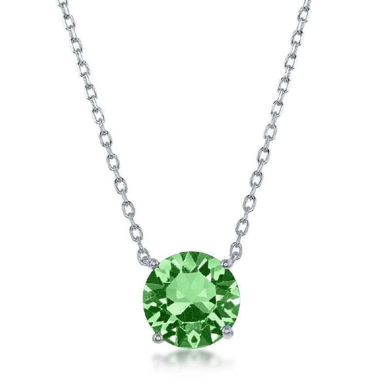 Ladies necklaces unique brands-Sterling Silver 8mm Peridot "August" Swarovski Element Necklace