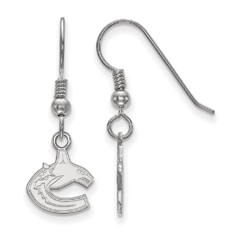 Ladies earrings engagement gifts-Sterling Silver NHL Vancouver Canucks XS Dangle Earrings