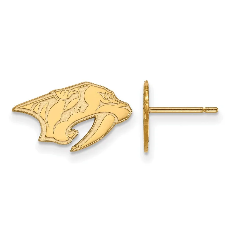 Ladies earrings titanium options-SS 14k Yellow Gold Plated NHL Nashville Predators XS Post Earrings