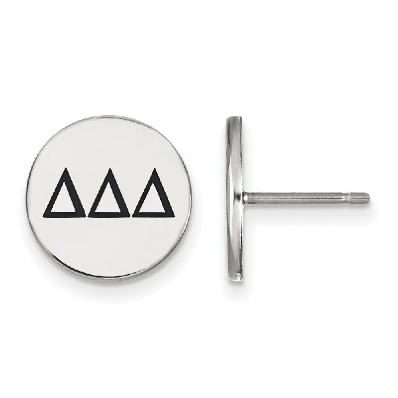 Ladies earrings customer reviews-Sterling Silver Delta Delta Delta Black Enamel Greek Post Earrings