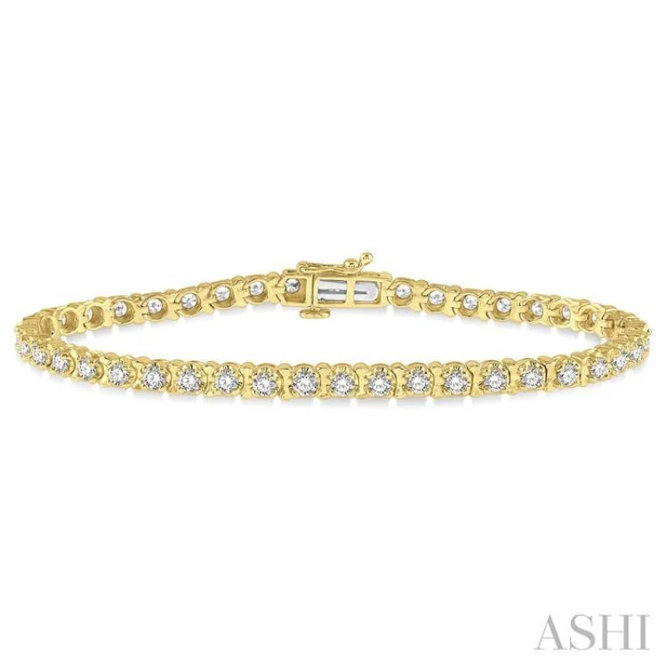 Ladies bracelets customer feedback-3 ctw Round Cut Diamond Tulip Bracelet in 14K Yellow Gold