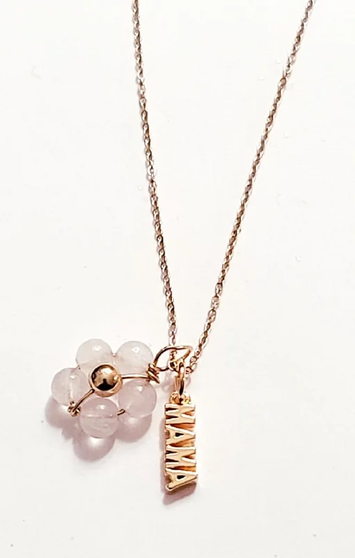 Ladies necklaces elegant sophistication-Mama Rose Quartz Necklace