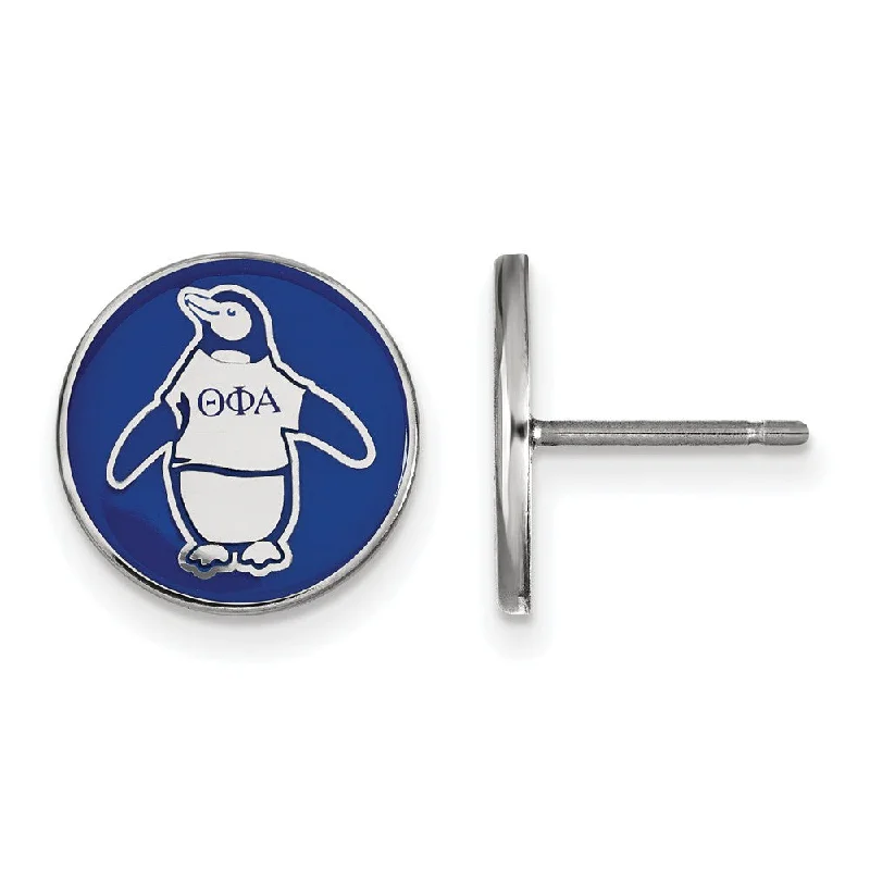 Ladies earrings minimalist look-Sterling Silver & Enamel Theta Phi Alpha Penguin Post Earrings