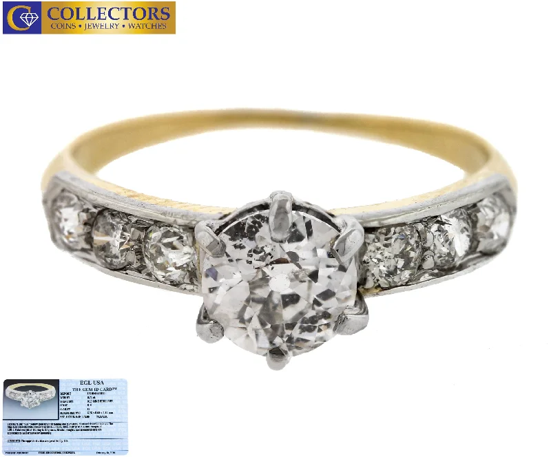 Ladies engagement rings affordable finds-Lovely Ladies Vintage Estate 18K Yellow Gold 1.07ctw Diamond Engagement Ring EGL