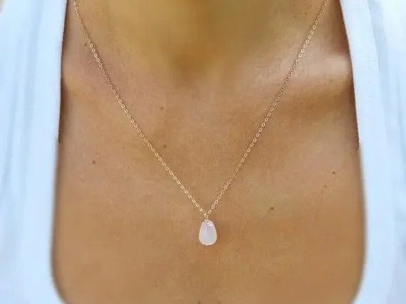 Ladies necklaces white gold-Rose Quartz is Love Necklace