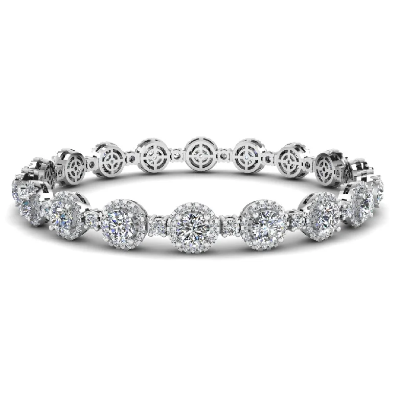 Ladies bracelets Mother’s Day-Round Brilliant Shape Halo 8.5 Carat Diamond Bracelet BRHARB