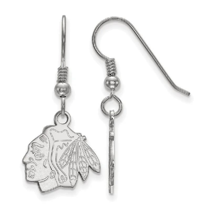 Ladies earrings buying tips-Sterling Silver NHL Chicago Blackhawks Small Dangle Earrings