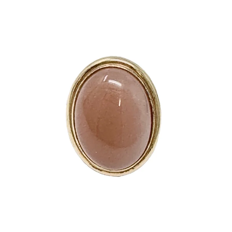 Ladies ring engagement picks-Sterling Silver and 14K Gold Cocktail Ring  with Brown Cabochon