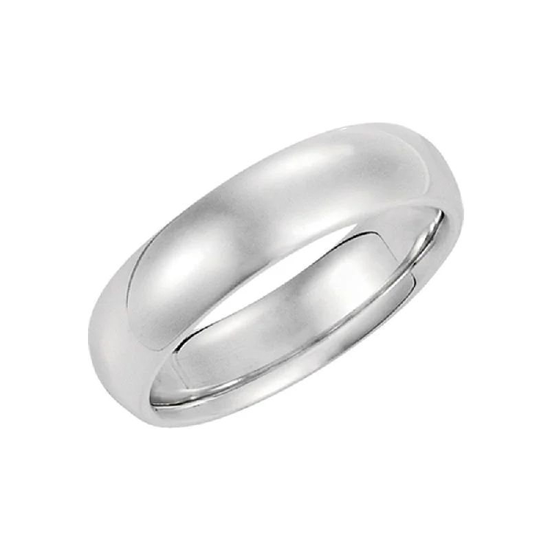 Ladies ring synthetic gems-6mm Domed Comfort Fit Wedding Band in 14k White Gold