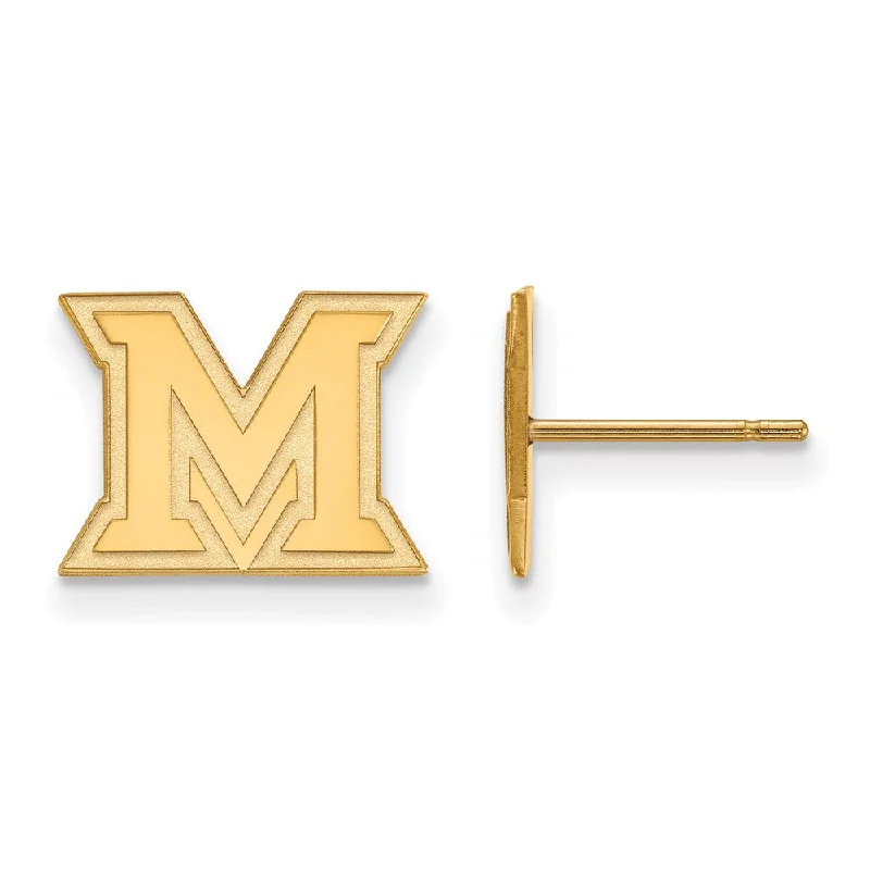 Ladies earrings cute designs-10k Yellow Gold Miami University XS (Tiny) 'M' Post Earrings