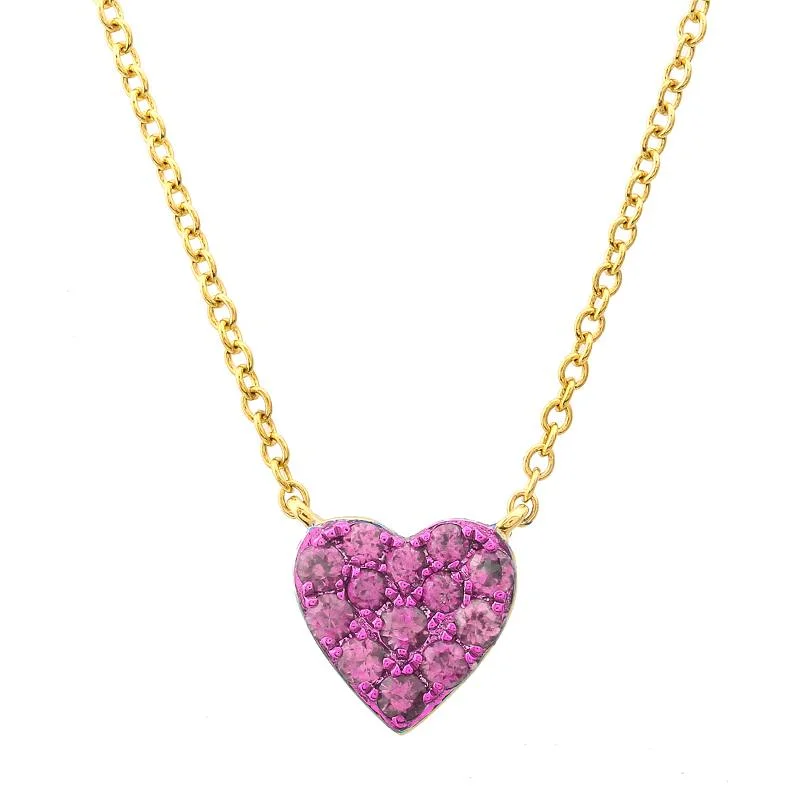 Ladies necklaces silver finish-MANNY PINK HEART NECKLACE