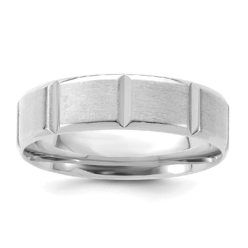 Ladies ring bohemian vibe-6mm 14K White Gold Heavy, Light or Standard Grooved Comfort Fit Band