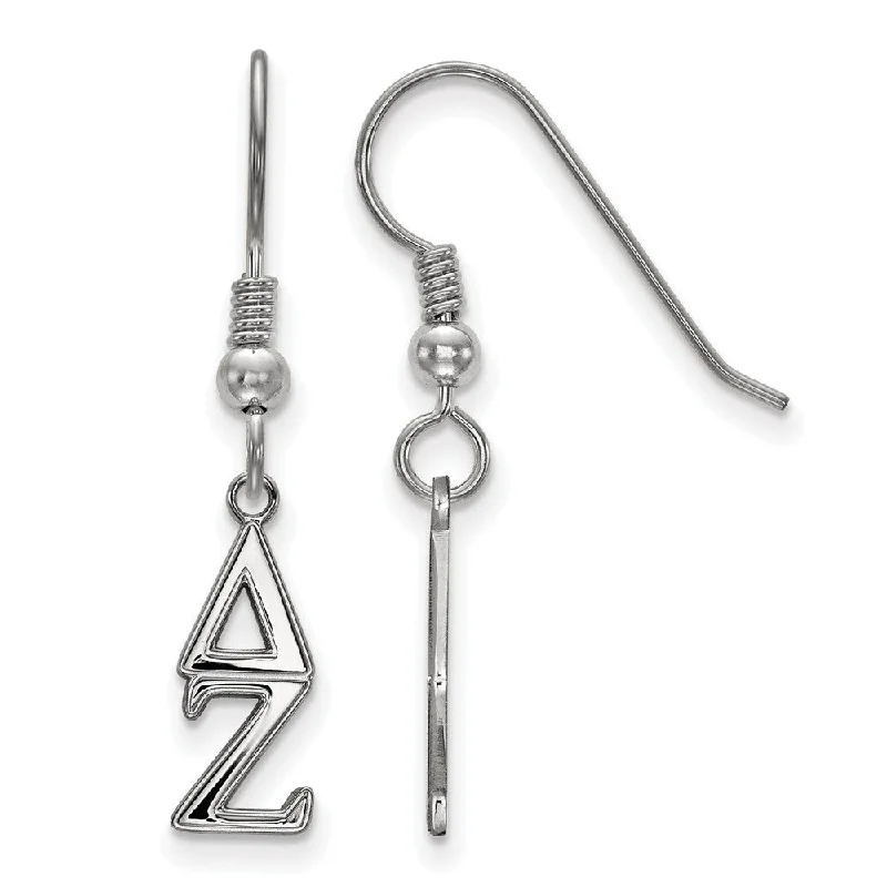 Ladies earrings luxurious look-Sterling Silver Delta Zeta XS Dangle Earrings