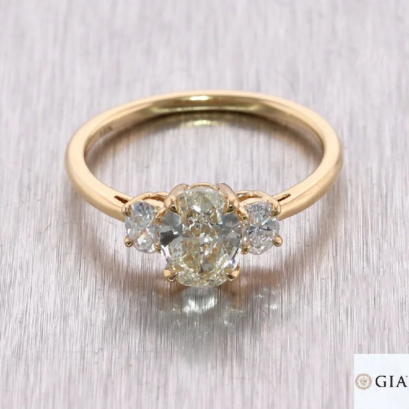 Ladies engagement rings bezel styles-1.01ct Oval Cut GIA L VS2 Diamond 18k Yellow Gold 1.35ctw Engagement Ring