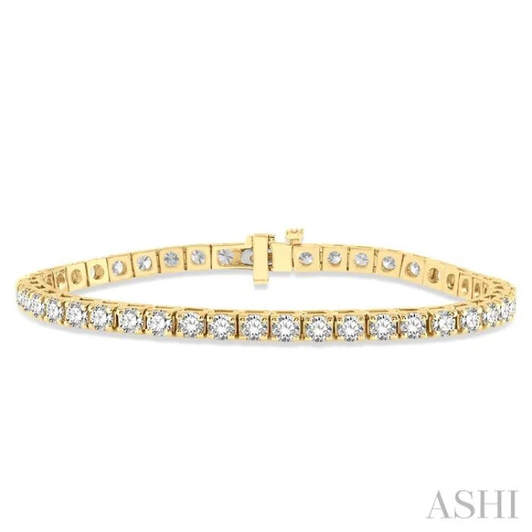 Ladies bracelets 2025 trends-7 Ctw Square Shape Round Cut Diamond Tennis Bracelet in 14K Yellow Gold