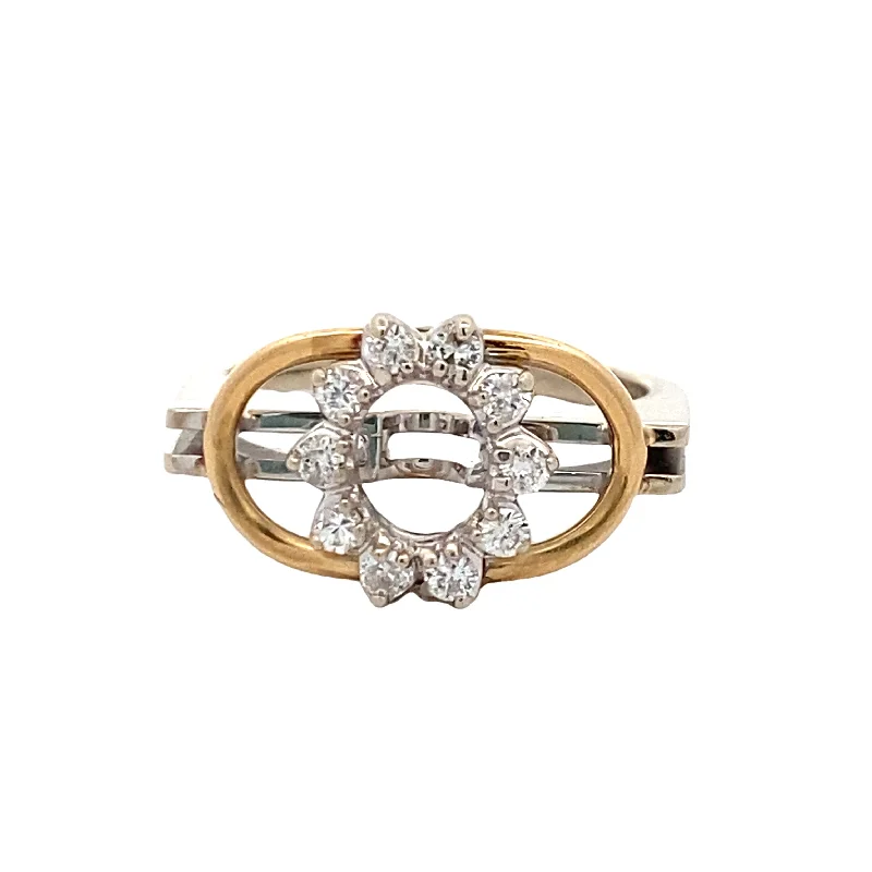 Ladies ring gothic look-Estate Diamond Geometrical Style Ring in Yellow Gold