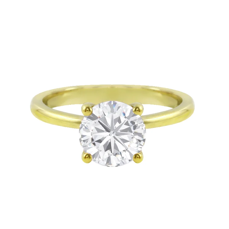 Ladies engagement rings designer labels-Round Brilliant-Cut Diamond Solitaire Tulip Basket Engagement Ring