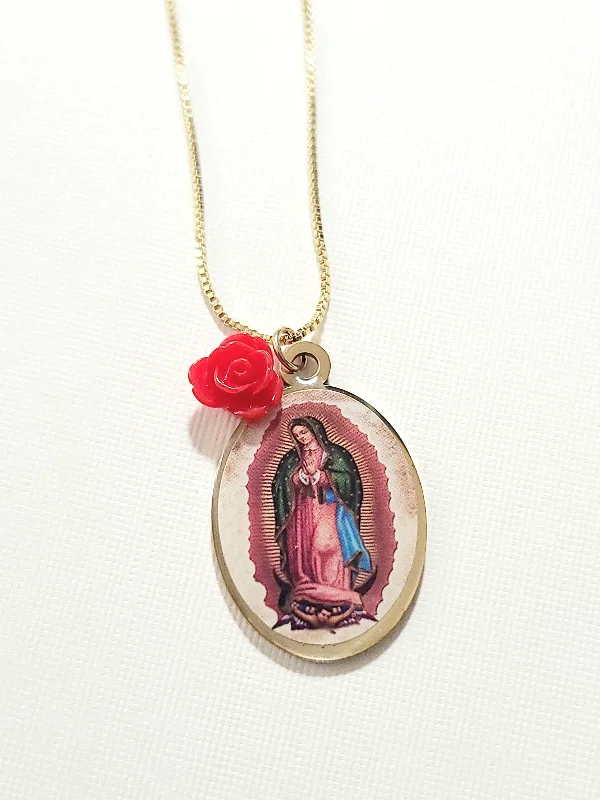 Ladies necklaces age-appropriate-Virgen Vintage Charm Necklace