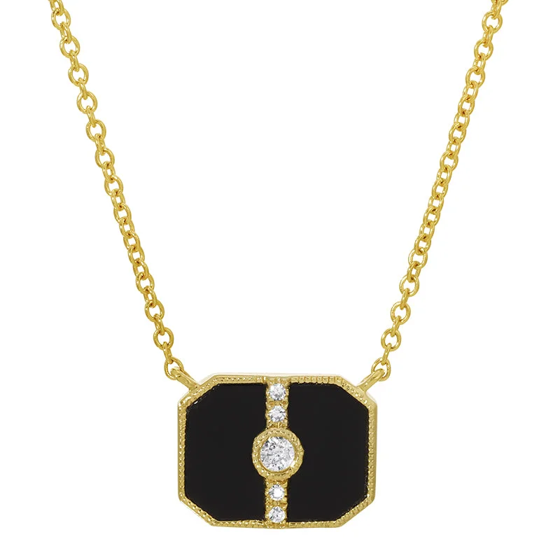 Ladies necklaces celebrity looks-DYLAN ONYX RECTANGLE NECKLACE