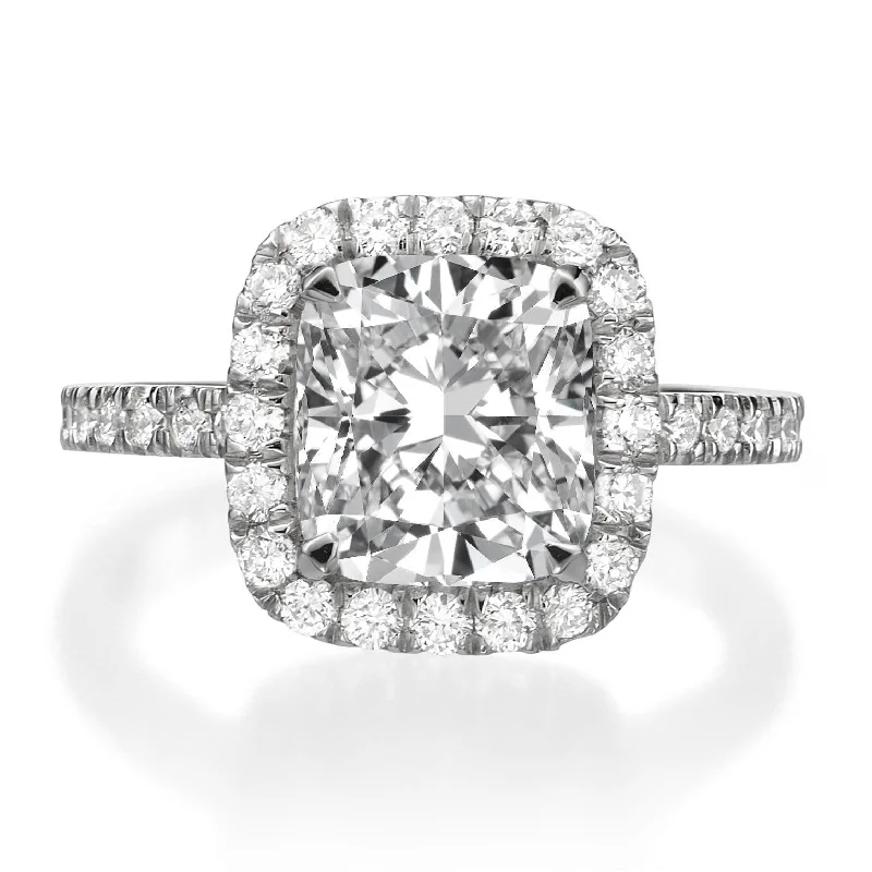 Ladies engagement rings warranty options-3.76 ct Cushion Cut Diamond Engagement Ring