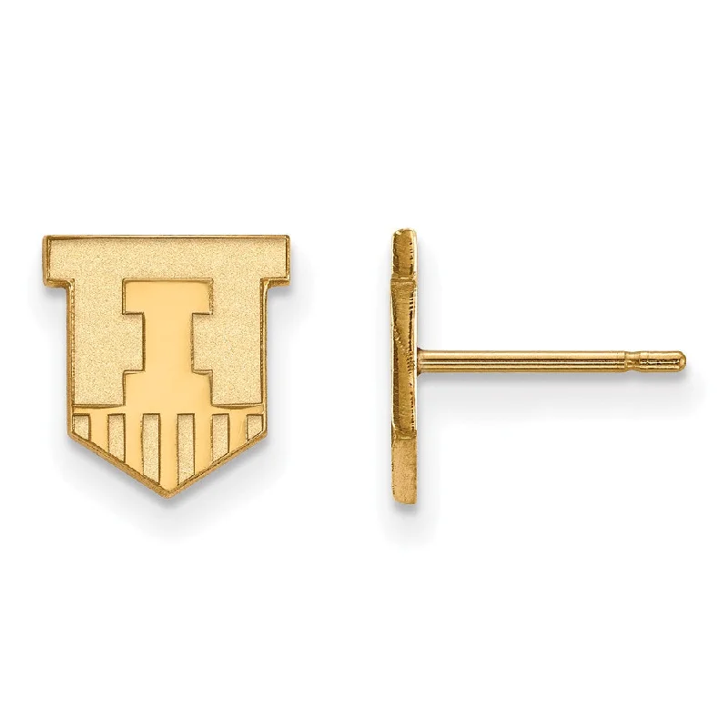 Ladies earrings minimalist look-10k Yellow Gold University of Illinois XS (Tiny) Post Earrings