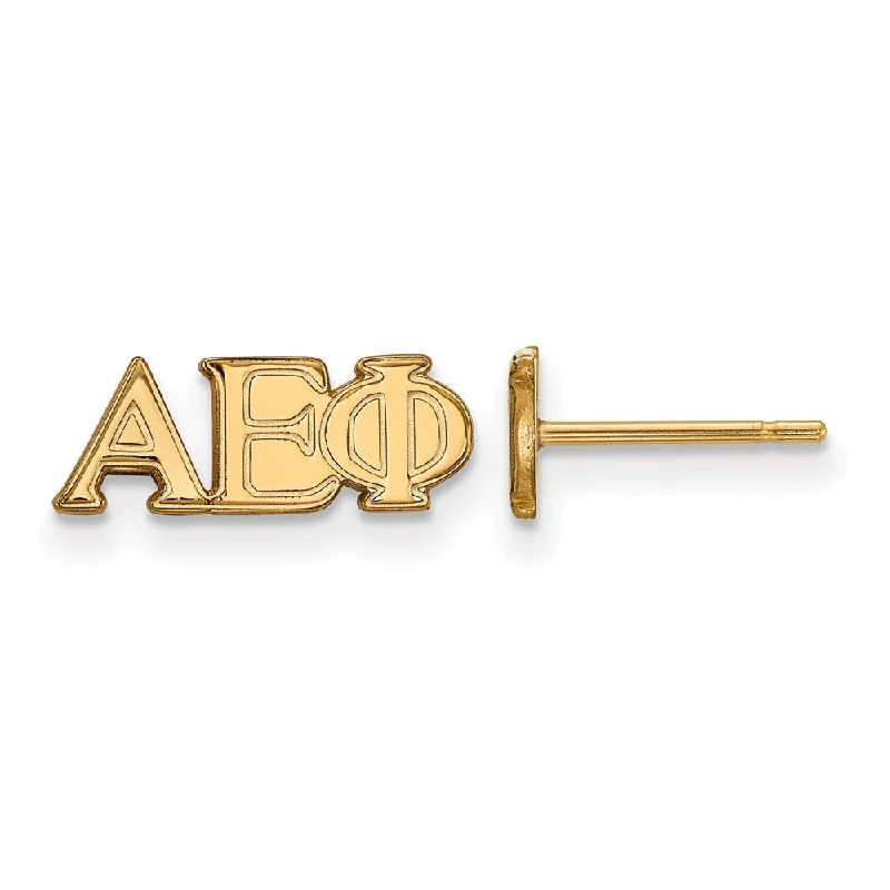 Ladies earrings white gold-14K Plated Silver Alpha Epsilon Phi XS Greek Letters Post Earrings