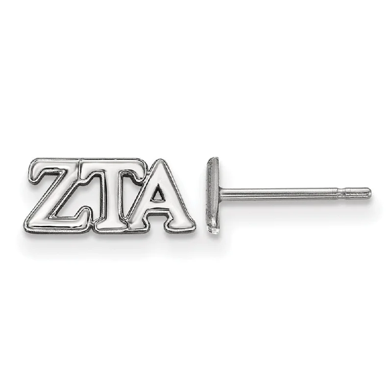 Ladies earrings floral designs-Sterling Silver Zeta Tau Alpha XS Greek Letters Post Earrings