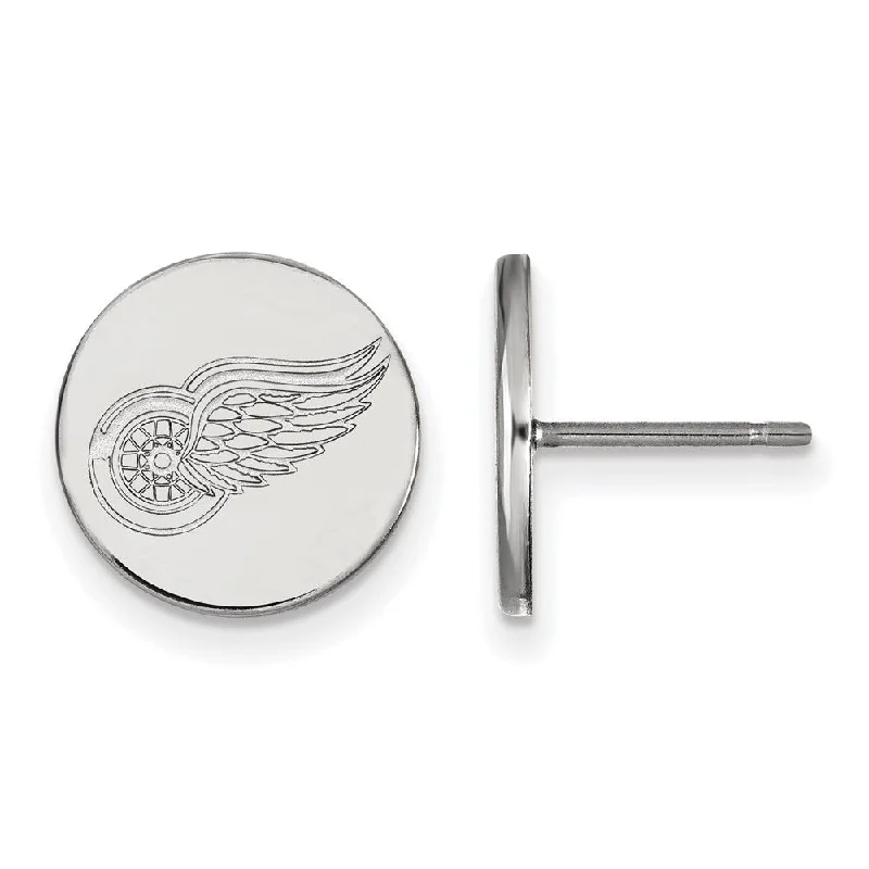 Ladies earrings anniversary picks-Sterling Silver NHL Detroit Red Wings SM Disc Post Earrings