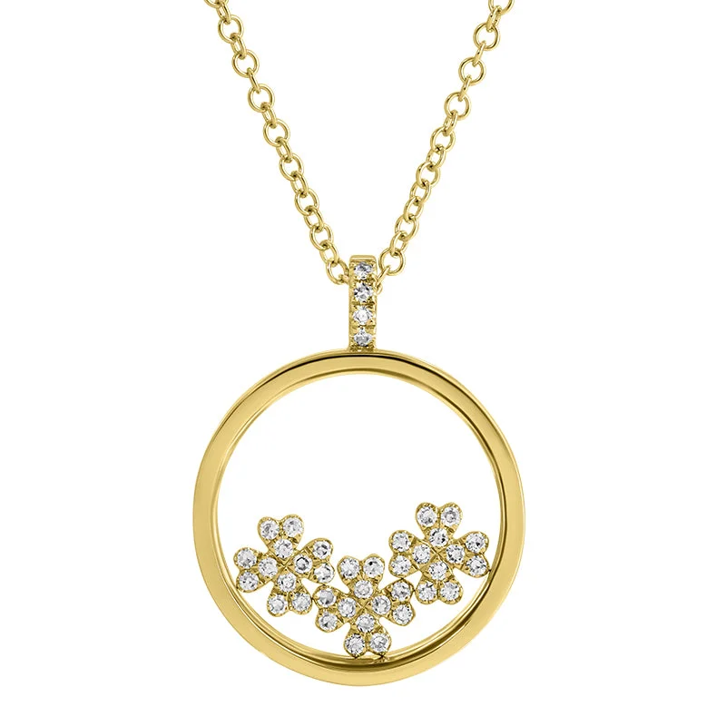 Ladies necklaces girlfriend surprise-RONA THREE FLOWER DISC  NECKLACE