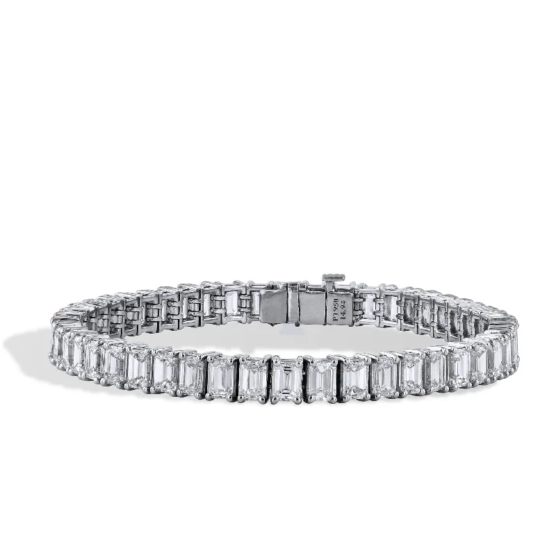 Ladies bracelets mature elegance-Emerald Cut Diamond Tennis Bracelet