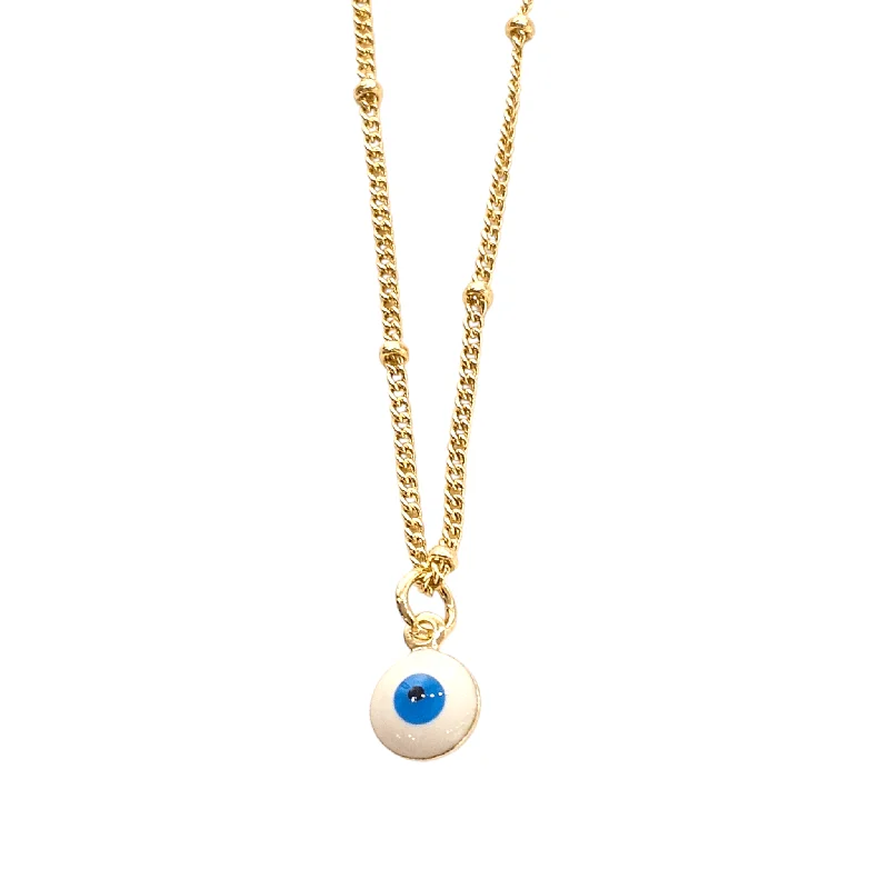 Ladies necklaces geometric patterns-Evil Eye Ball Chain Necklace