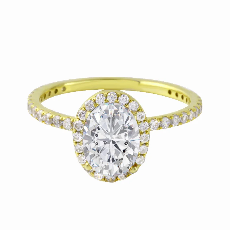 Ladies engagement rings care tips-Oval-Cut Diamond Halo Pavé Band Engagement Ring