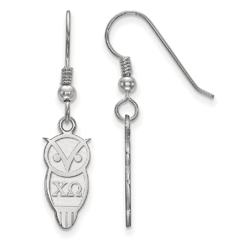 Ladies earrings gift ideas-Sterling Silver Chi Omega Small Dangle Earrings