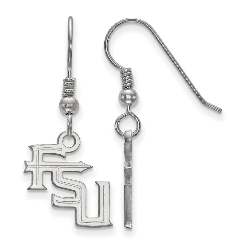 Ladies earrings minimalist look-Sterling Silver Florida State University Small 'FSU' Dangle Earrings