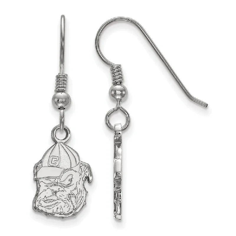 Ladies earrings matching sets-Sterling Silver University of Georgia Small Dangle Earrings