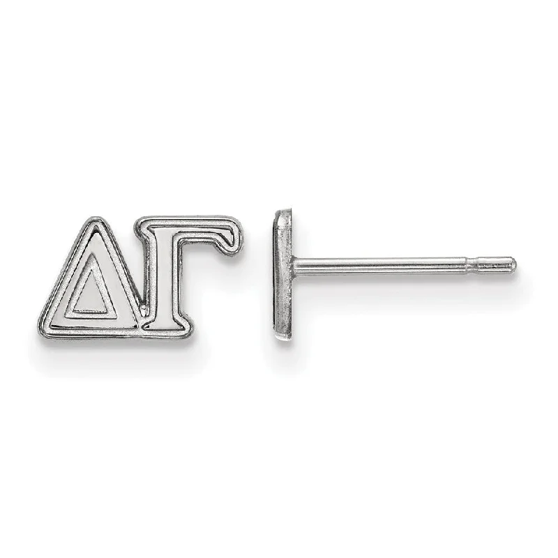 Ladies earrings personalized-Sterling Silver Delta Gamma XS Greek Post Earrings