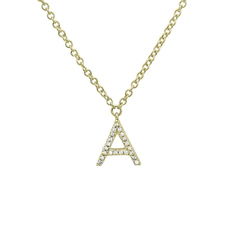 Ladies necklaces cute styles-BOLD  LETTER  DIAMOND INITIAL NECKLACE